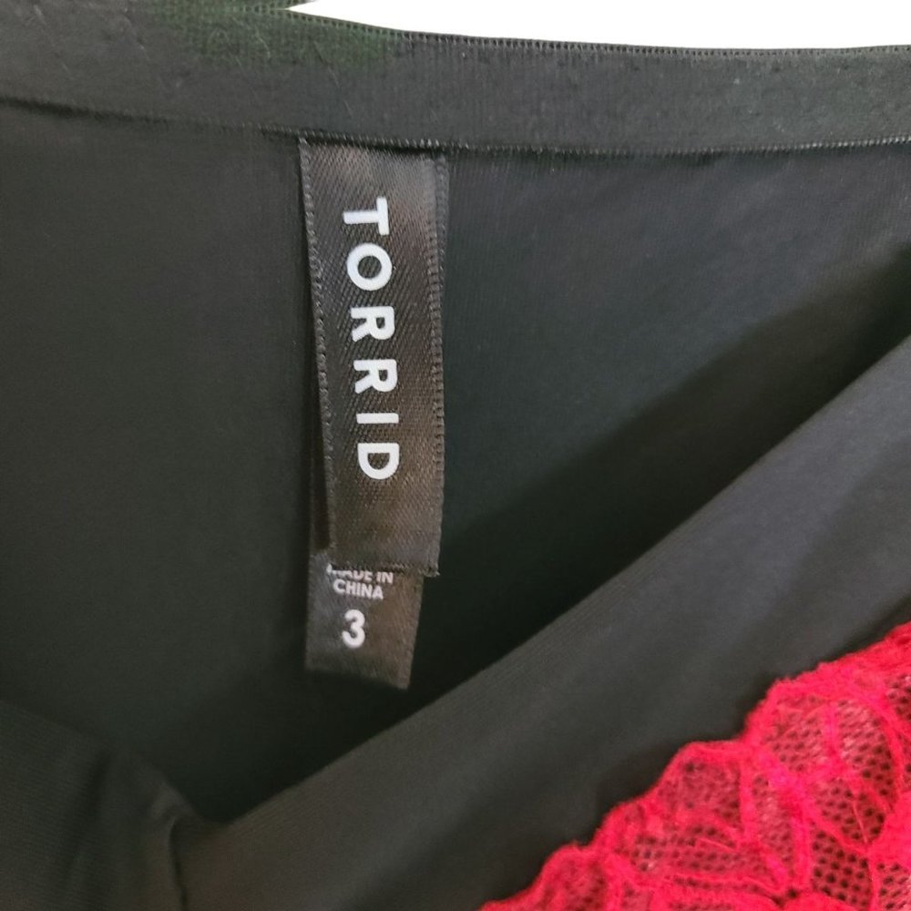 Torrid Womens 3X Black Red Lace Trim Sleeveless V-Neck Lingerie Sleepwear - Picture 5 of 7